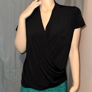 NEW Travelers by Chico's Acetate Drape Front Short Sleeve Top